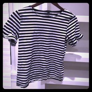 Jcrew striped top with ruffle sleeves size S.